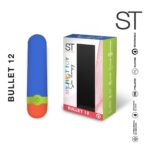 Estimulador clitoriano Bullet 12 de silicona, compacto, recargable en fondo blanco