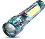 Mini Linterna LED Recargable Camuflada con Zoom y Luz Frontal y Lateral