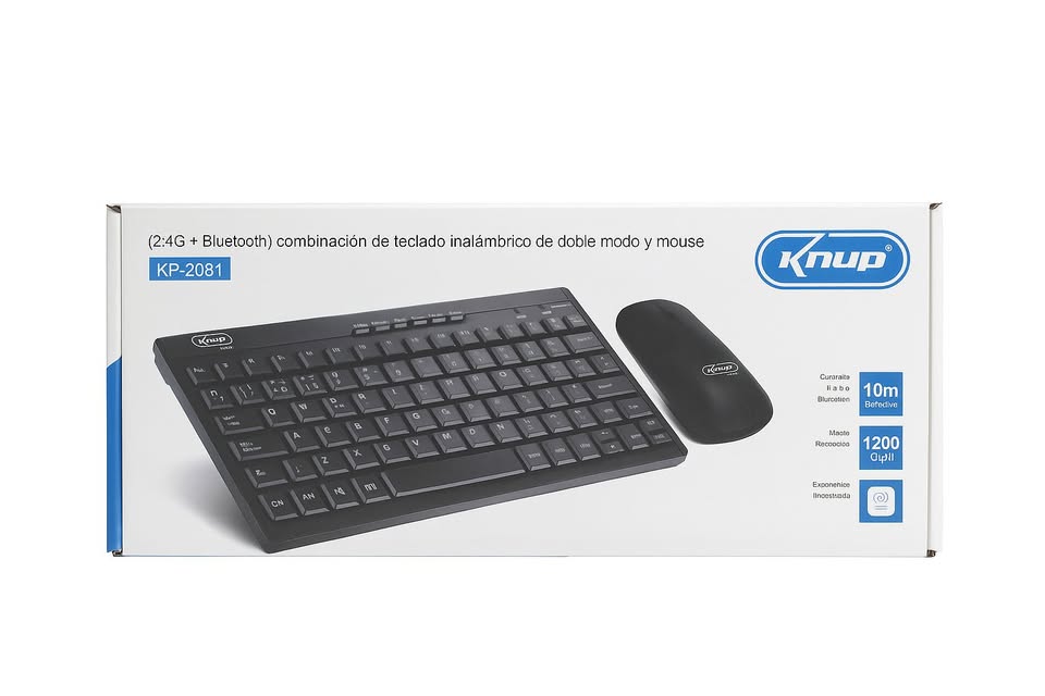 Teclado Mouse inalámbricos Knup KP-2081, negro. Set inalámbrico Knup para PC.