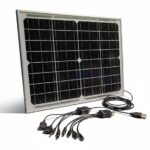 Panel Solar 22W con cables sobre fondo blanco